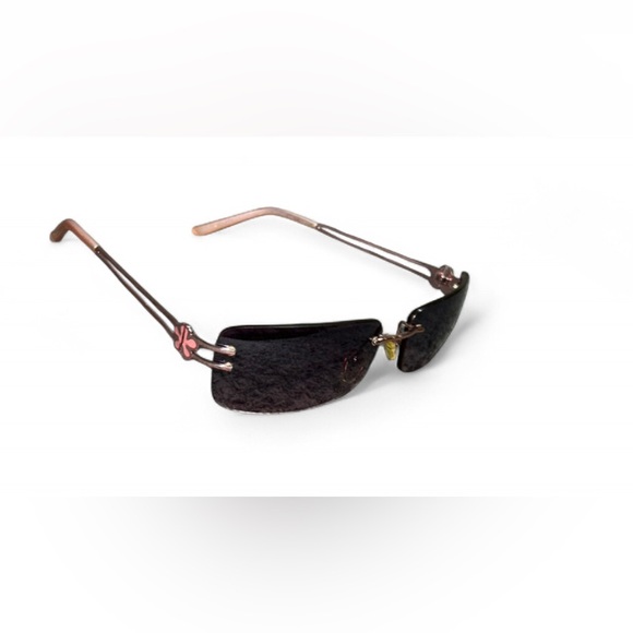 Vintage Accessories - Super Cute Black & Gold Sunglasses With Pink Flowers